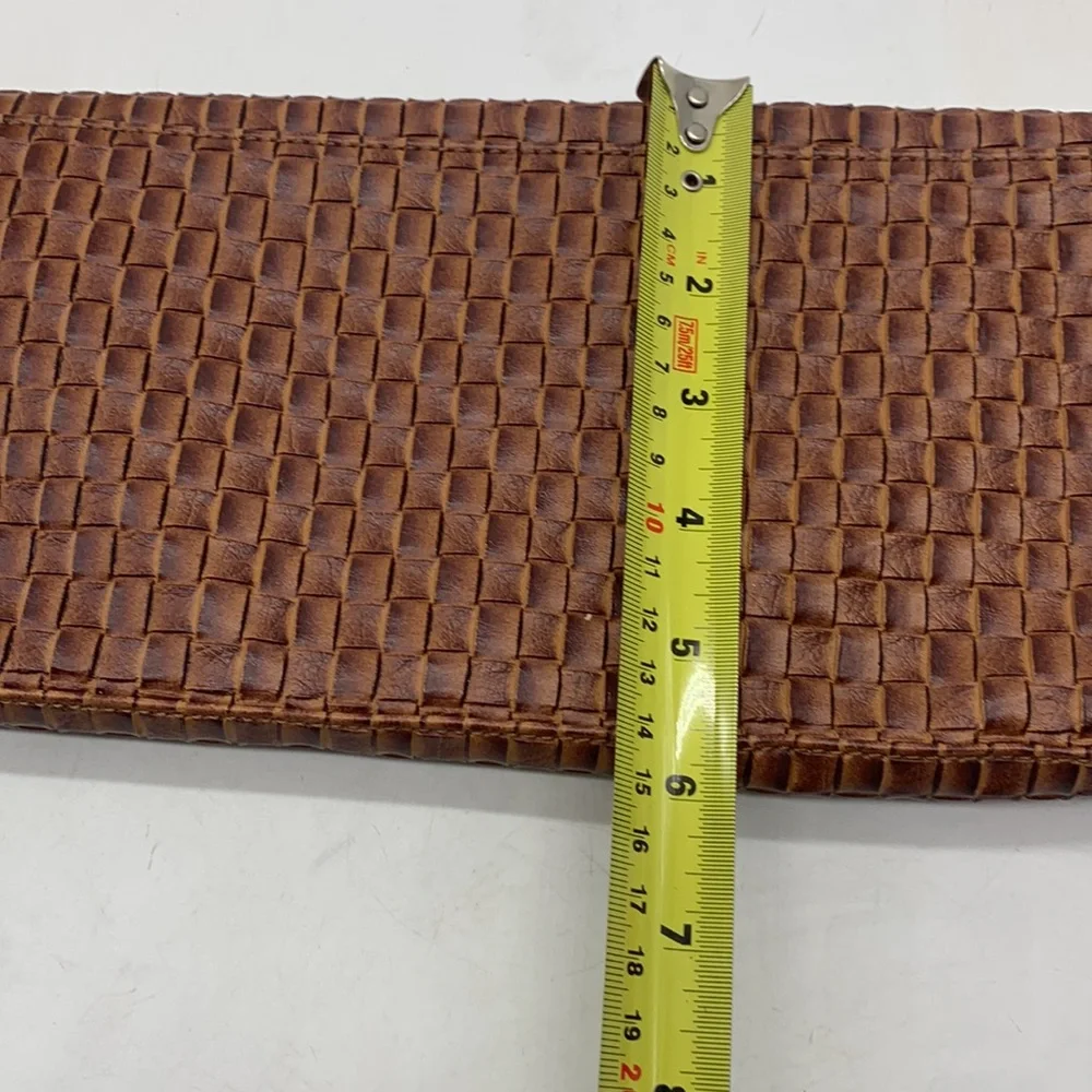 Lulu Townsend Brown Leather Woven Clutch Handbag MCB3642 - Picture 8 of 8